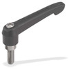 Kipp Adjustable Handle Size: 1, 10-32X15, Plastic, Black RAL 7021, Comp: Steel K0269.1A11X15