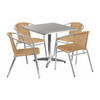 Square Table Set, Aluminum, Plastic, Rattan, Stainless Steel, Grey