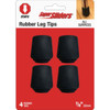 Super Sliders 7/8 In. Black Rubber Furniture Leg Tip (4-Pack) 4440521SL