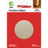 Super Sliders 2-1/2 In. Beige Round Felt Furniture Sliders (4-Pack) 4710421SL
