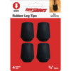 Super Sliders 3/4 In. Black Rubber Furniture Leg Tip (4-Pack) 4440421SL