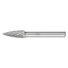 Carbide Bur - Tree Shape (Pointed), DBL Cut - 5/16" x 3/4" x 1/4" Shank - SG-2