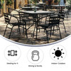 31.5" Square Glass Metal Table w- 4 Metal Chairs  TLH-0732SQ-017CBK4-GG