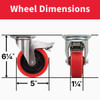 Colson 5 In. Red Polyurethane Swivel Plate Caster with Locking Brake 82269 250107