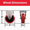 Colson 5 In. Red Polyurethane Rigid Plate Caster 82271 256090