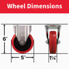 Colson 5 In. Red Polyurethane Rigid Plate Caster 82271 256090