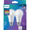 Philips 75W Equivalent 5 CCT A19 Medium Dimmable LED Light Bulb (2-Pack) 607580 500768