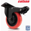 Colson 4 In. Red Polyurethane & Black Swivel Plate Caster with Locking Brake