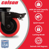 Colson 4 In. Red Polyurethane & Black Swivel Plate Caster with Locking Brake 82267 201526
