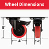 Colson 4 In. Red Polyurethane & Black Swivel Plate Caster with Locking Brake 82267 201526