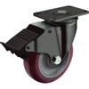 Colson 4 In. Red Polyurethane & Black Swivel Plate Caster with Locking Brake 82267 201526