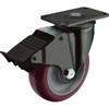 Colson 4 In. Red Polyurethane & Black Swivel Plate Caster with Locking Brake 82267 201526