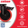 Colson 5 In. Red Polyurethane & Black Swivel Plate Caster with Locking Brake 82270 207617