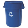 44 gal Round Recycling Bin, Open Top, Blue, Polyethylene, 1 Openings  FG264307BLUE