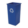 35 gal Square Recycling Bin, Open Top, Nickel-Satin Alum, Plastic, 1 Openings  FG395873BLUE