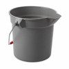 2 1-2 gal Round Bucket, 10-1-4 in H, 10 1-2 in Dia, Gray, Plastic  FG296300GRAY