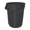 BRUTE Trash Can, Round, 55 gal Capacity, 26 1/2 in W, 33 in H, Black