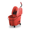 8 3/4 gal WaveBrake Down Press Mop Bucket and Wringer, Red, Polypropylene