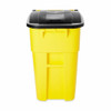 BRUTE 50 gal Rectangular Rolling Plastic Can, Yellow, None, Plastic, 23 3-8 in  FG9W2700YEL