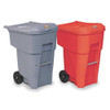 BRUTE 95 gal Rectangular Rolling Plastic Can, Gray, None, Plastic, 27 3-8 in  FG9W2200GRAY
