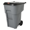 BRUTE 95 gal Rectangular Rolling Plastic Can, Gray, None, Plastic, 27 3-8 in  FG9W2200GRAY