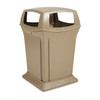 Ranger(R) 45 gal Square Outdoor Can, Beige, None, Plastic, 24 7/8 in
