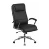 Contemporary Chair Fixed Arms, 20" to 22" Height, Leather, Black