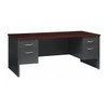 Hirsh Office Desk, Double Pedestal, 72"W x 36"D, Charcoal/Mahogany 20532