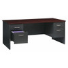 Hirsh Office Desk, Double Pedestal, 72"W x 36"D, Charcoal-Mahogany 20532