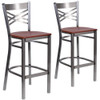 Flash Furniture Clear X Stool-Cherry Seat,PK2 2-XU-6F8B-CLR-BAR-CHYW-GG