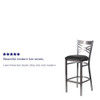 Flash Furniture Restaurant Barstool,Metal X Bck,Blk Vny XU-6F8B-CLR-BAR-BLKV-GG