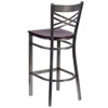 Flash Furniture Restaurant Barstool,Metal X Bck,Mah Woo XU-6F8B-CLR-BAR-MAHW-GG