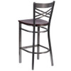 Flash Furniture Restaurant Barstool,Metal X Bck,Wal Woo XU-6F8B-CLR-BAR-WALW-GG