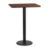 Rectangle Walnut Table,Rctngl w/Round Base,24"x30", Laminate Top, Wood Grain