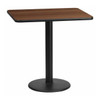 Rectangle Walnut Table,Rctngl w/Round Base,24"x30", Laminate Top, Wood Grain