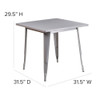 Flash Furniture Silver Metal Table,31.5SQ ET-CT002-1-SIL-GG