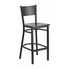 Restaurant Stool,Grid Back,Walnut Seat