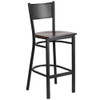 Restaurant Stool,Grid Back,Walnut Seat  XU-DG-60116-GRD-BAR-WALW-GG