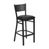 Restaurant Stool,Grid Back,Black Seat