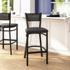 Restaurant Stool,Grid Back,Black Seat  XU-DG-60116-GRD-BAR-BLKV-GG