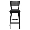 Restaurant Stool,Grid Back,Black Seat  XU-DG-60116-GRD-BAR-BLKV-GG