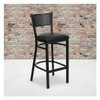 Flash Furniture Black Grid Stool-Black Seat,PK2 2-XU-DG-60116-GRD-BAR-BLKV-GG