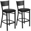 Flash Furniture Black Grid Stool-Black Seat,PK2 2-XU-DG-60116-GRD-BAR-BLKV-GG