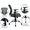 Flash Furniture Task Chair, 18" to 22", Fixed Arms, Dark Gray H-8369F-DK-GY-GG