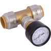 SharkBite 3/4 In. Push-to-Connect Pressure-Gauge Brass Tee UR24438A