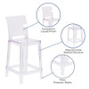 Flash Furniture Square Back Ghost Stool OW-SQUAREBACK-24-GG