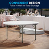Round Folding Table, 60.5" W, 60.5" L, 29.5" H, Plastic Top, White  DAD-154Z-GG