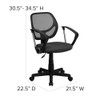 Mesh Task Chair, 15-1-2" to 19-1-2", Fixed Arms, Gray  WA-3074-GY-A-GG