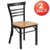Flash Furniture Black Ladder Chair-Nat Seat,PK2 2-XU-DG6Q6B1LAD-NATW-GG