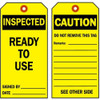 Tag, Inspection, Paper, 7 in H x 4 in W, Black on Yellow, Rectangle, 100 PK  86716